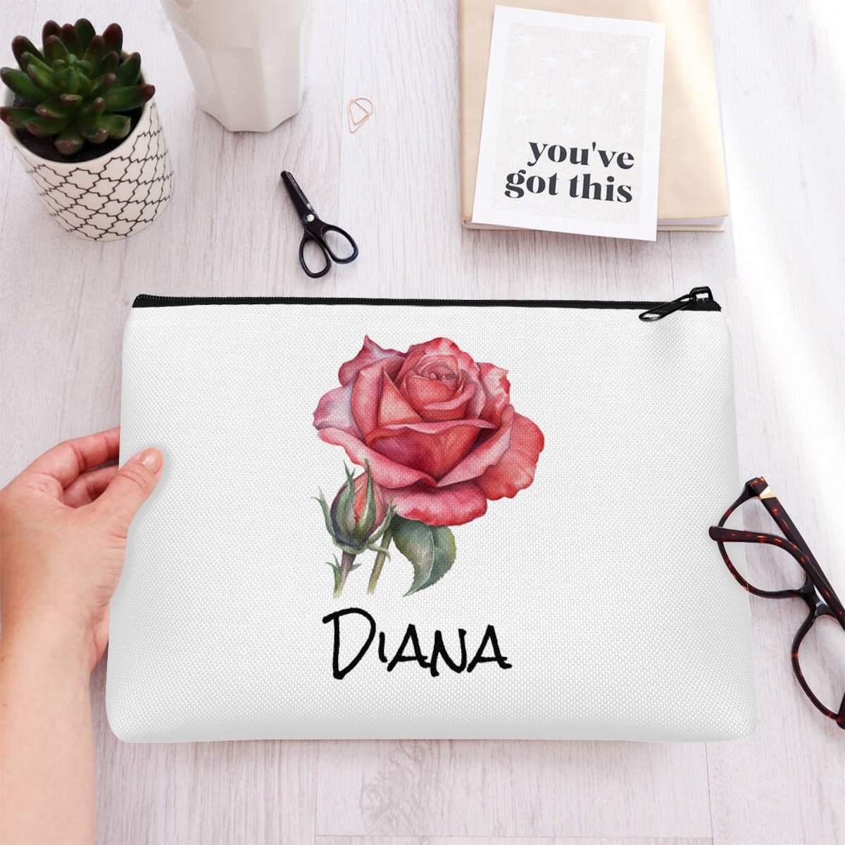 Birth Month Flower MakeUp Bag Personalized - CosmeticBags - BuyEcEc