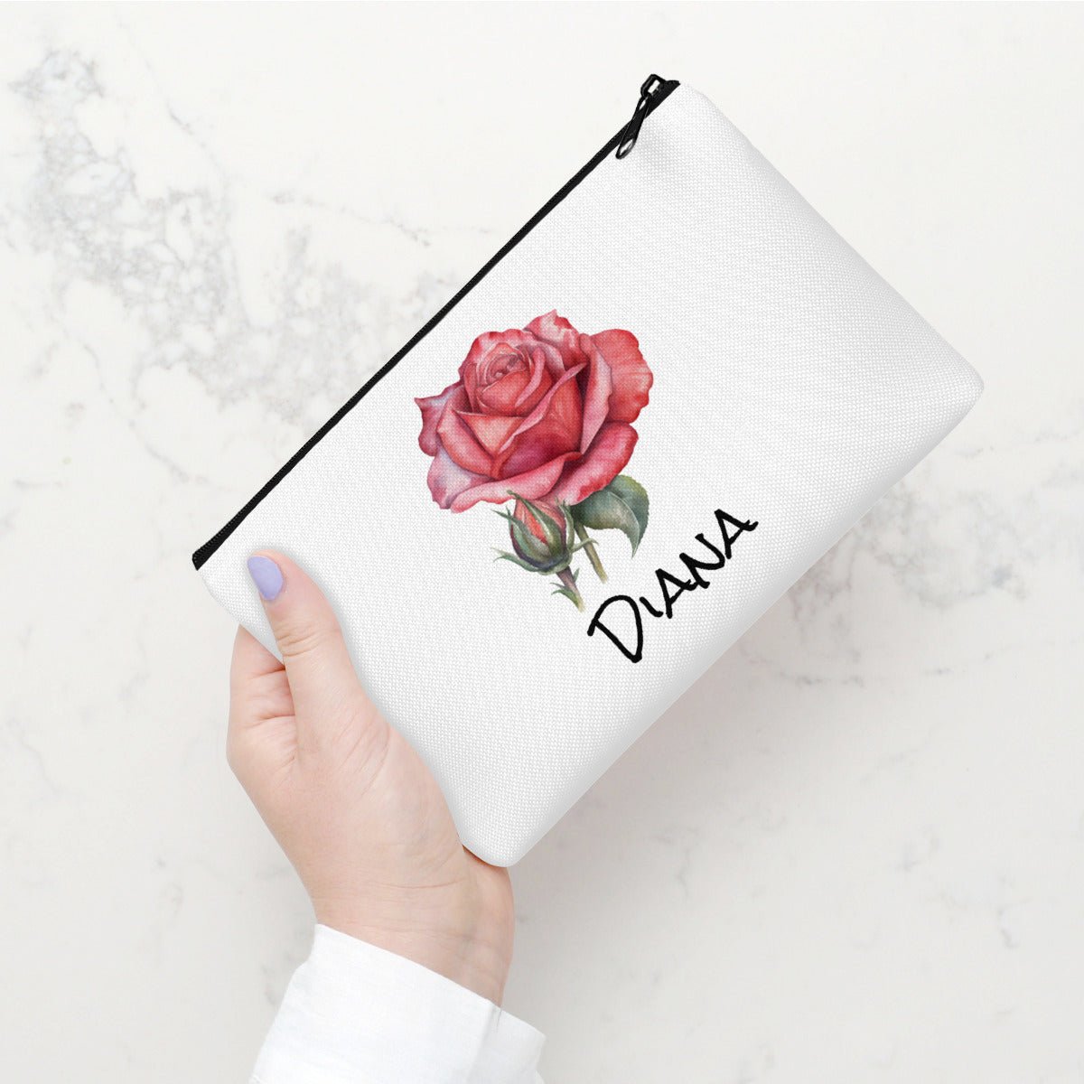 Birth Month Flower MakeUp Bag Personalized - CosmeticBags - BuyEcEc