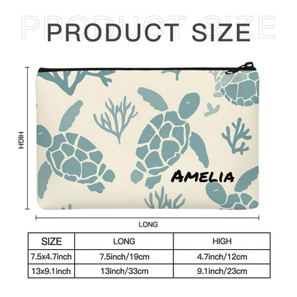 Green Turtle Custom MakeUp Bag Personalized - CosmeticBags - BuyEcEc