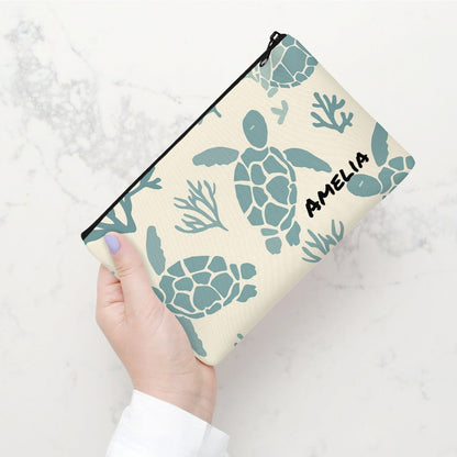 Green Turtle Custom MakeUp Bag Personalized - CosmeticBags - BuyEcEc