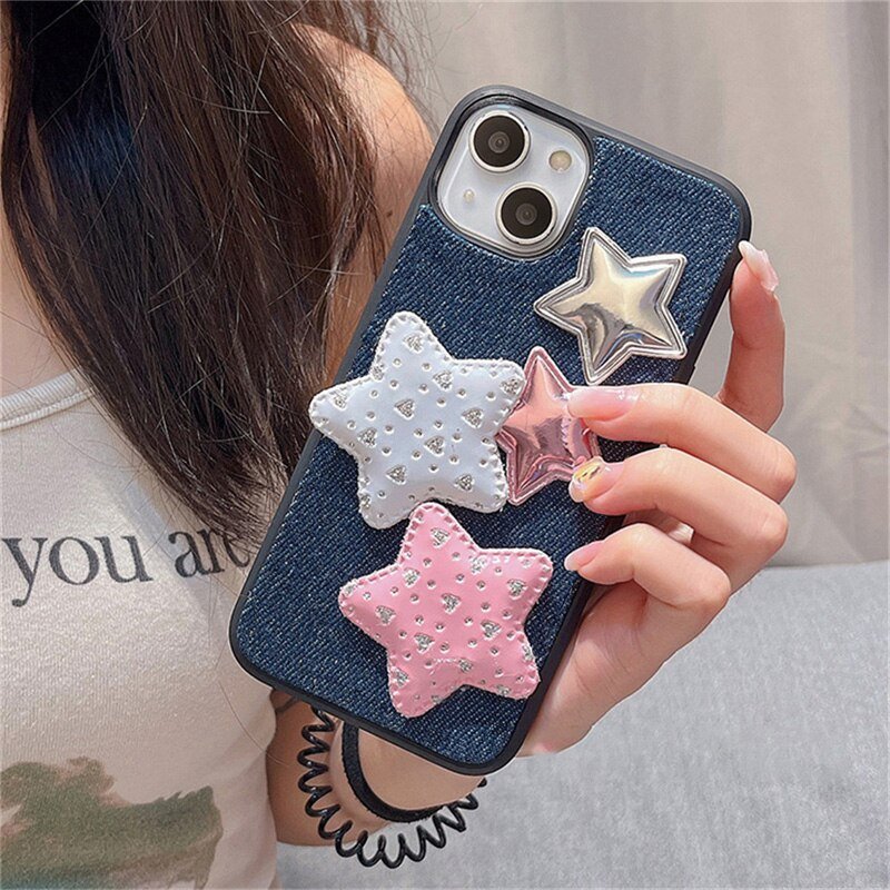 iPhone Case Cover Denim Korean Cute Glitter Star - iphoneCases - BuyEcEc