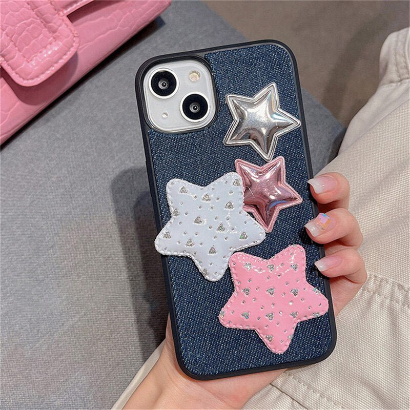 iPhone Case Cover Denim Korean Cute Glitter Star - iphoneCases - BuyEcEc