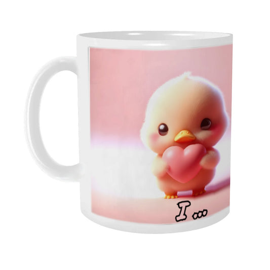 Personalized Adorable Baby Animals Holding a Heart 11 Oz Mug - mugs - BuyEcEc