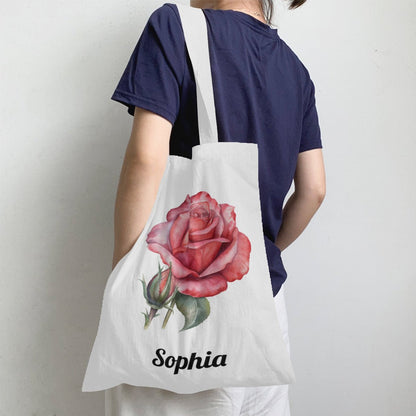 Personalized Birth Month Flower Linen Tote Bag - ToteBags - BuyEcEc