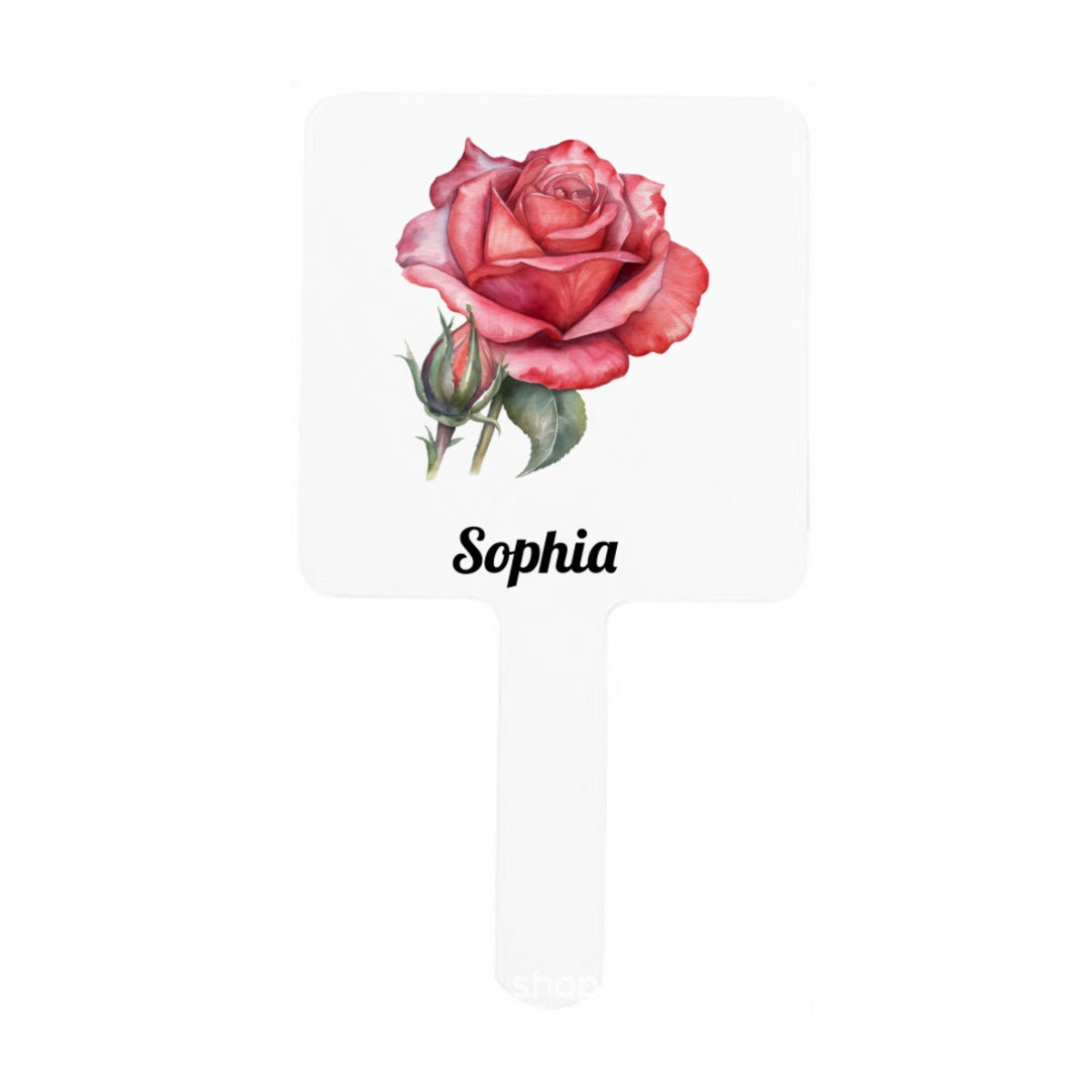 Personalized Birth Month Flower Square Mirror with Handle - handlemirrors - BuyEcEc