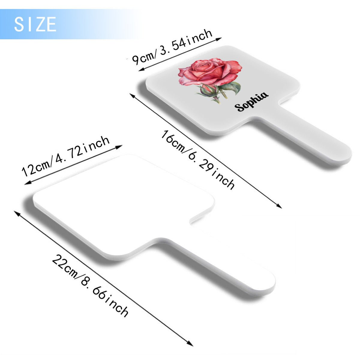 Personalized Birth Month Flower Square Mirror with Handle - handlemirrors - BuyEcEc