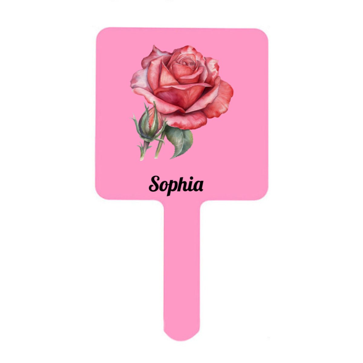 Personalized Birth Month Flower Square Mirror with Handle - handlemirrors - BuyEcEc