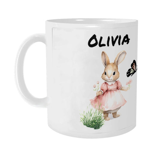 Personalized Bunny and Butterfly 11 Oz Mug - mugs - BuyEcEc