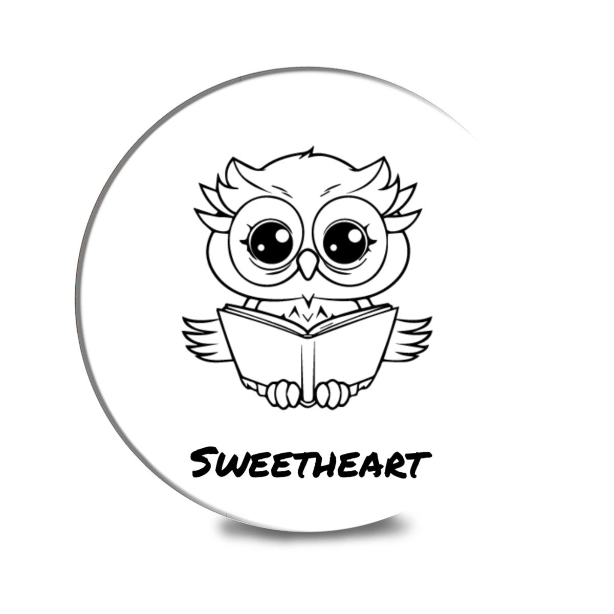 Personalized Cute Monochrome Owl Ceramic Coaster - coasters - BuyEcEc