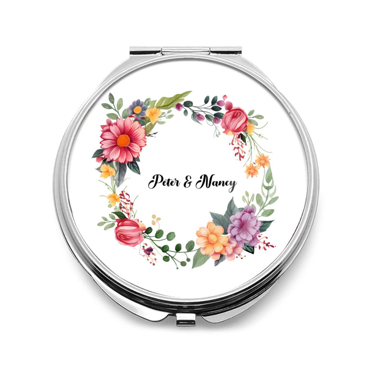 Personalized Floral Frame Compact Folding Mirror - PortableMirrors - BuyEcEc