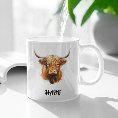 Personalized Highland Cow 11 Oz Mug (2 - Sided Print) - mugs - BuyEcEc