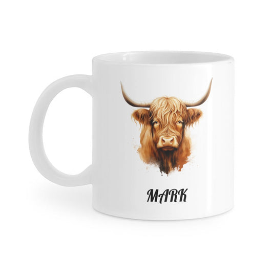 Personalized Highland Cow 11 Oz Mug (2 - Sided Print) - mugs - BuyEcEc