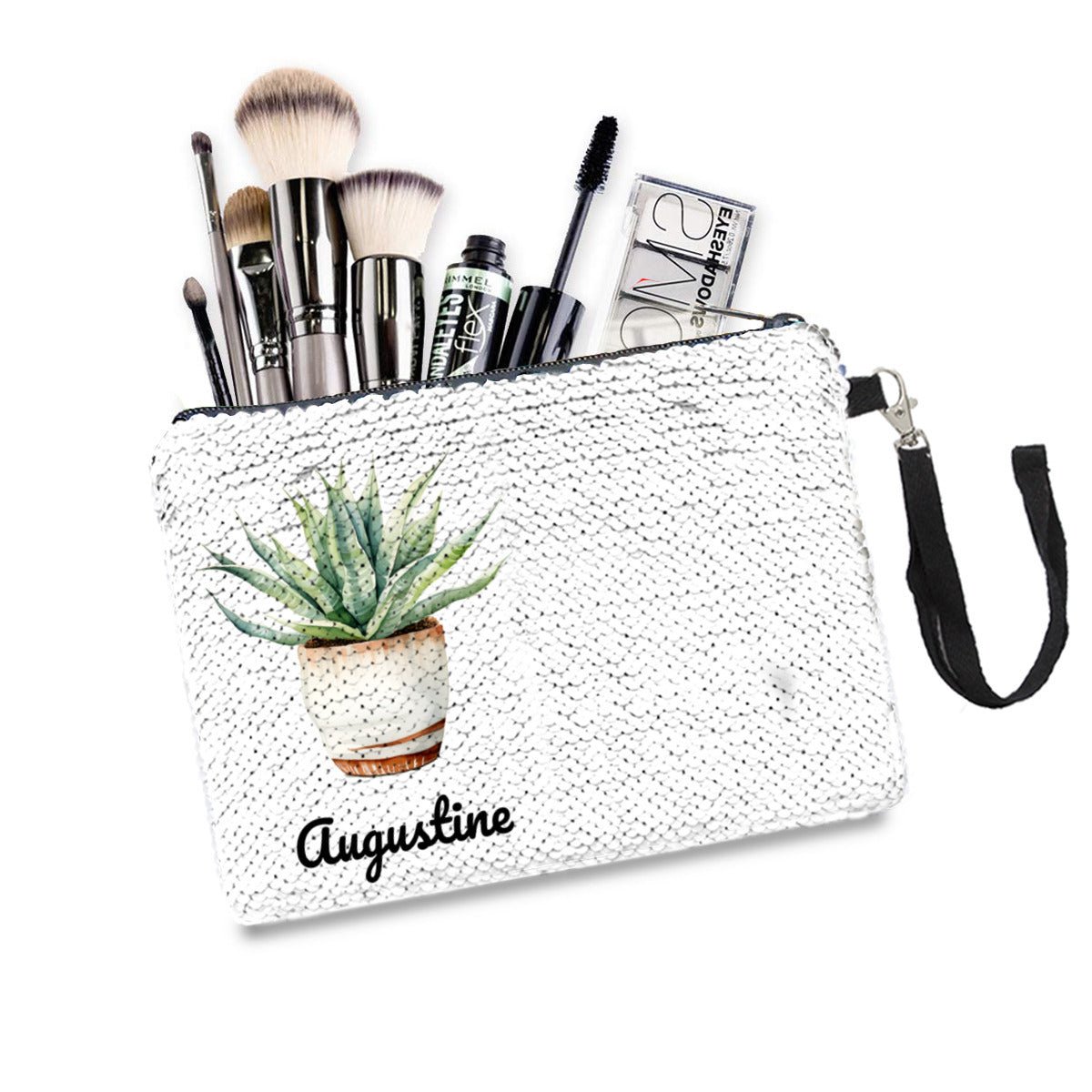 Personalized Succulents Sequin Makeup Bag - CosmeticBags - BuyEcEc