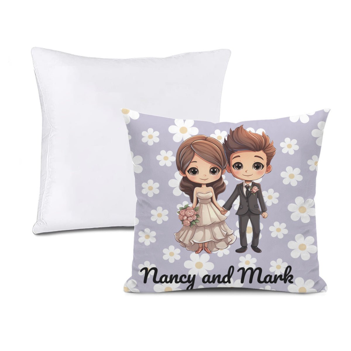 Personalized Wedding Couple 2 - Sided Print Pillowcase (Insert Included) - ThrowPillows - BuyEcEc